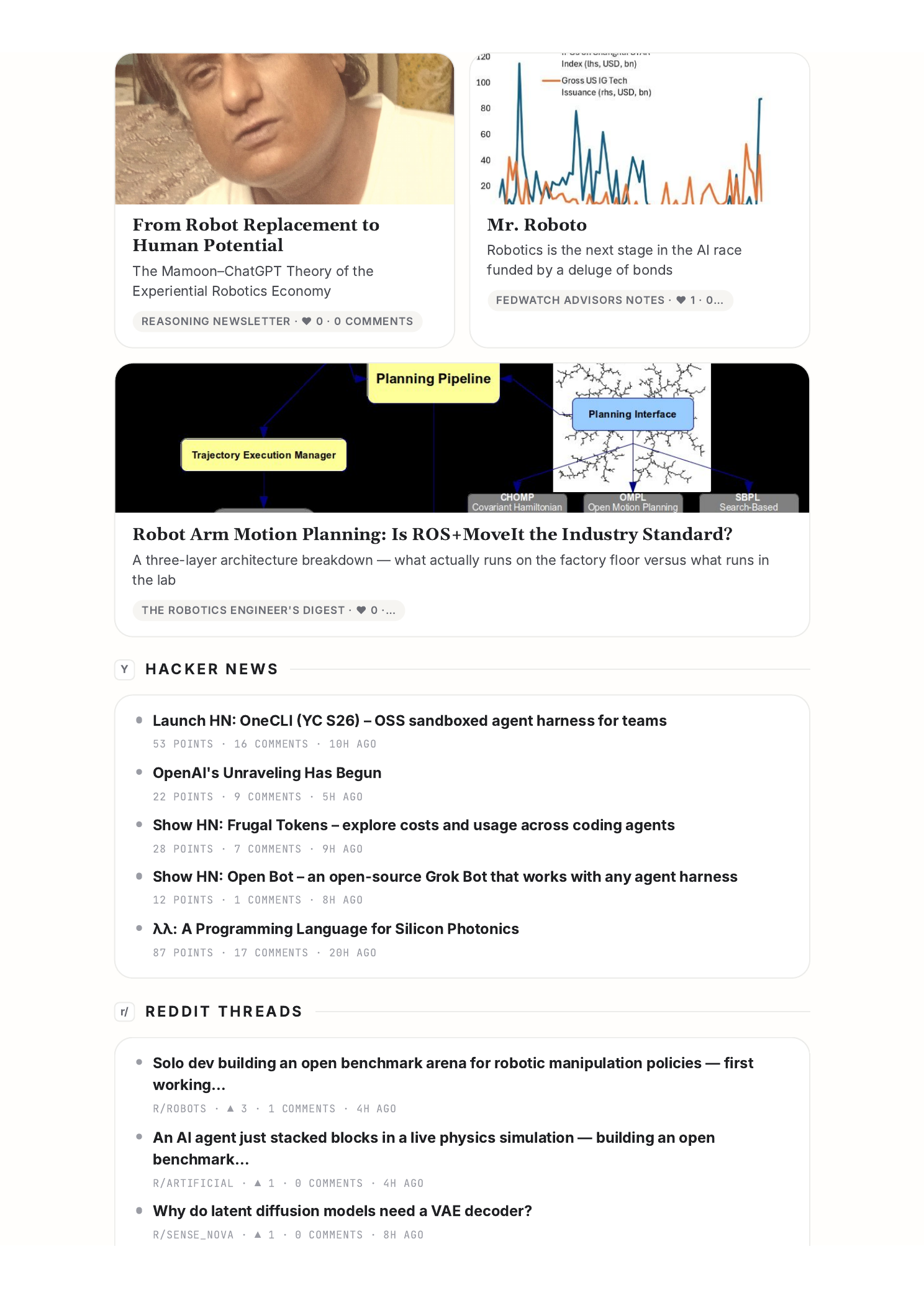 Pixels2Actions issue of August 20, 2026, page 4: Hacker News and Reddit threads